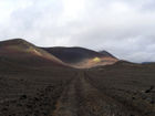 spannende en onbekende piste, langs de voet van de Hekla vulkaan, zoals altijd in de mist velhuld.