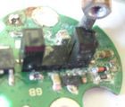 PCB haevily corroded, but still functional! Only wire-to PCB connection completely gone, also wire itself 1/2 corroded away